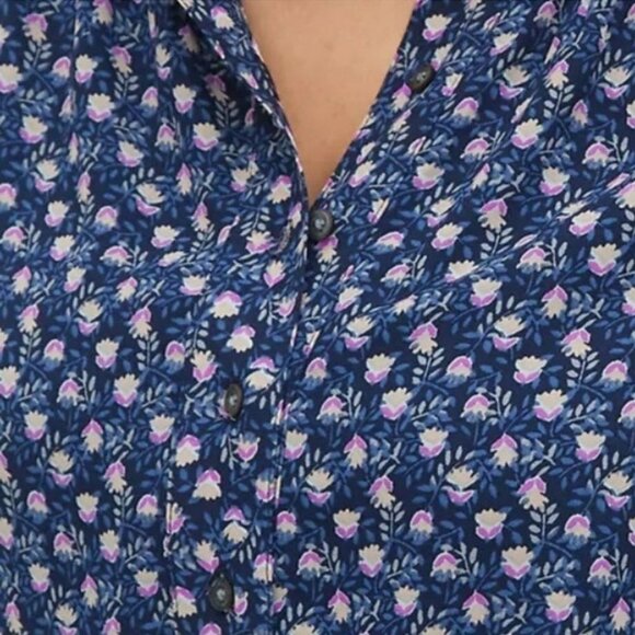 Gap Drapey Blue Floral Shirt Mini Dress SZ XS - Picture 4 of 12